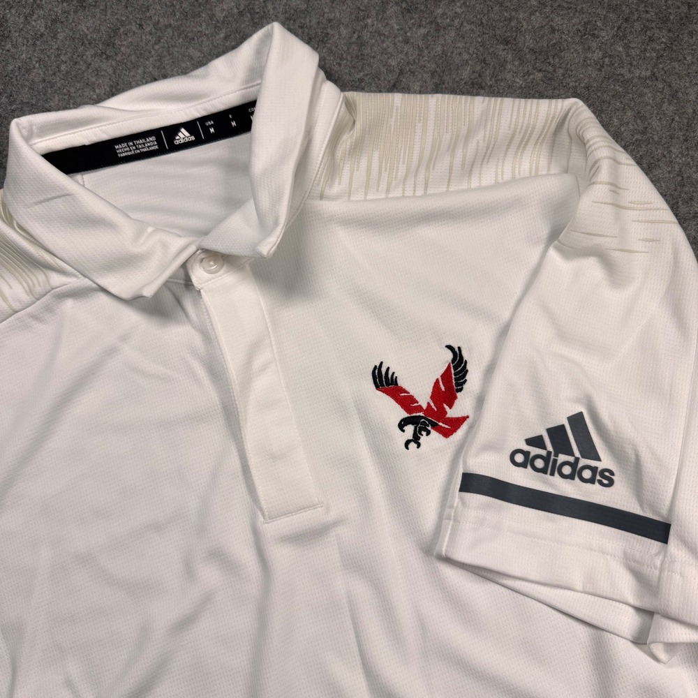Adidas Mens Climalite Polo Shirt White EWU Eagle Logo Golf Short Sleeve CZ0725 M
